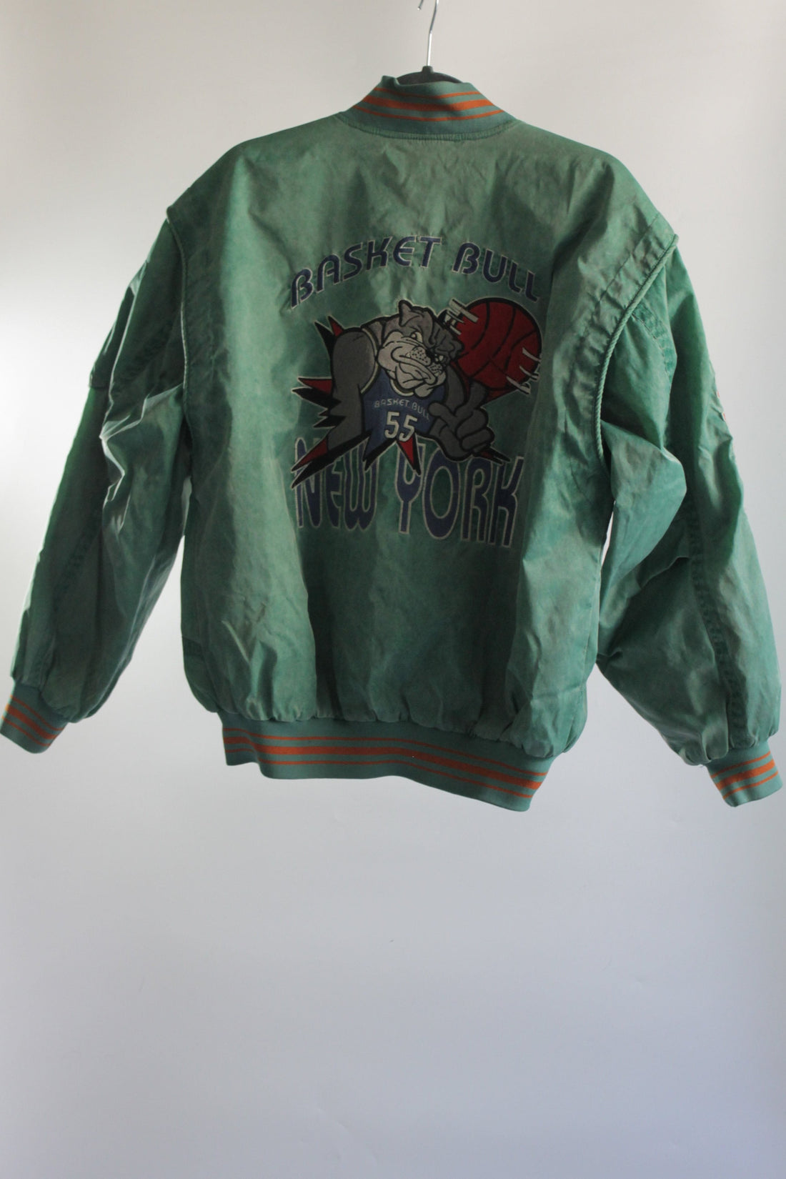 80's Green Bomber Jacket with Embroidered Patches - Unisex