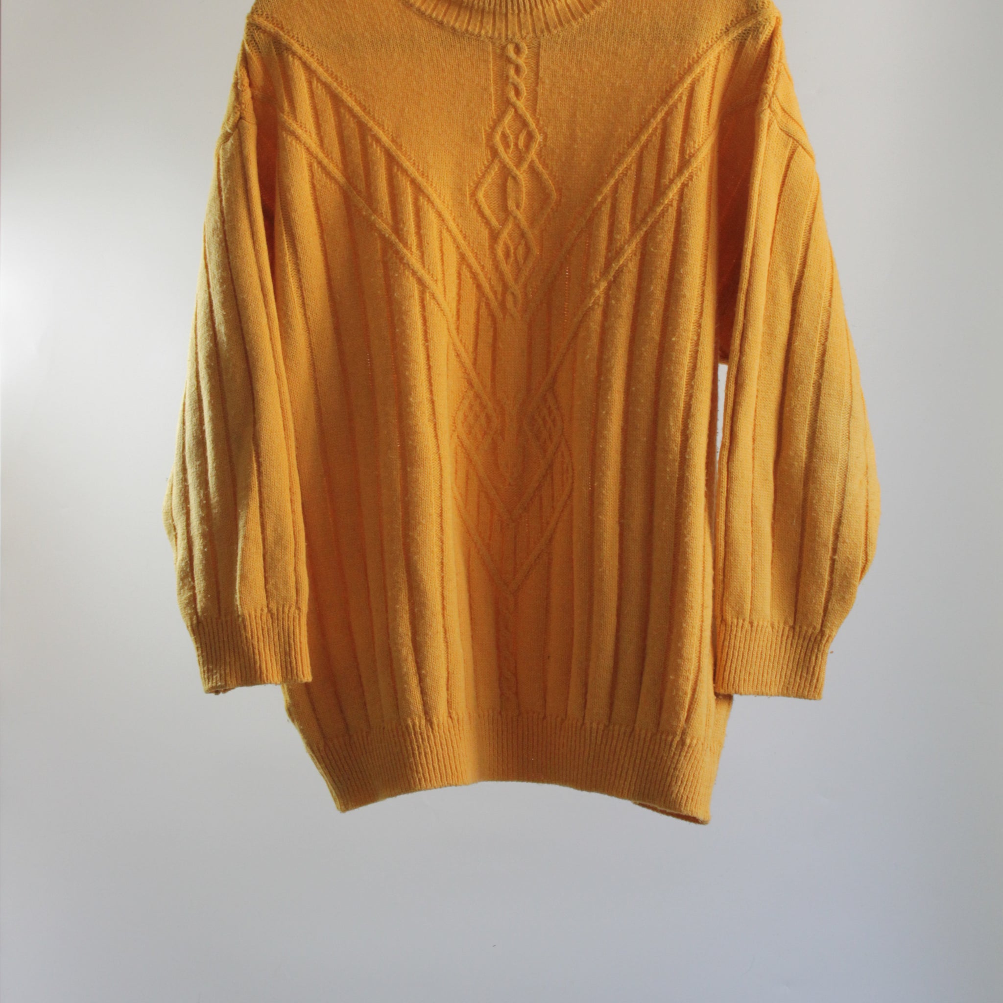 80's Long Yellow Sweater with Short Sleeves