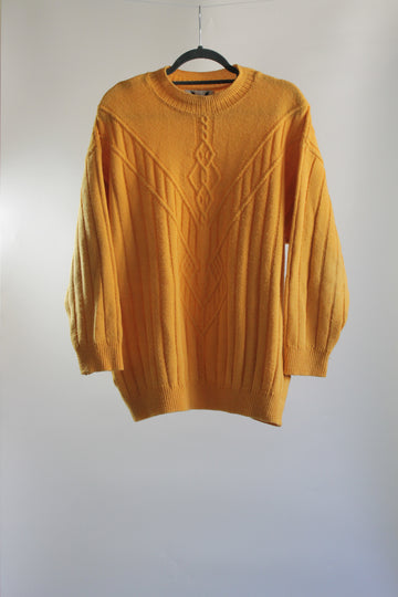 80's Long Yellow Sweater with Short Sleeves