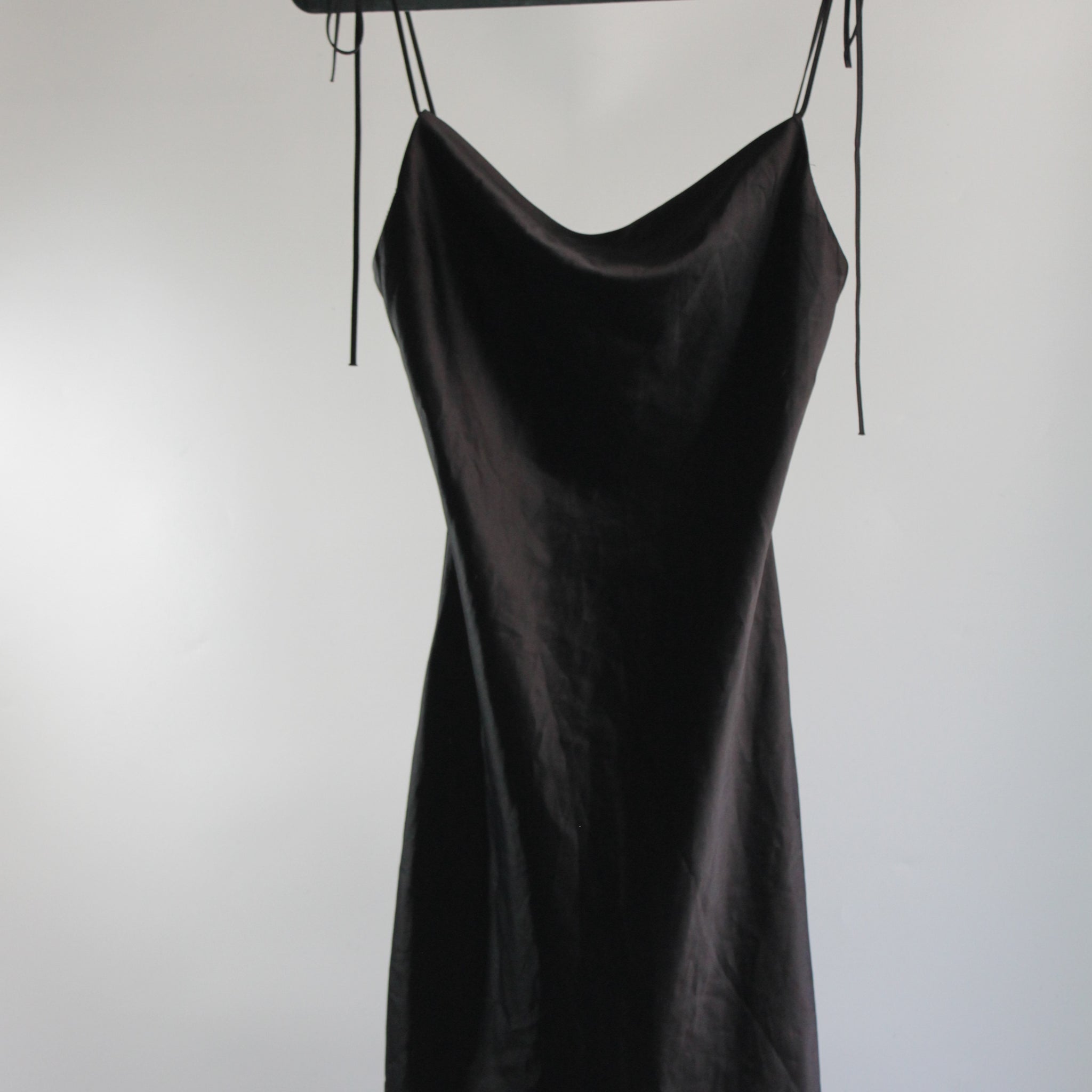 Y2K Black Mini Dress with Tie Straps, Made in USA