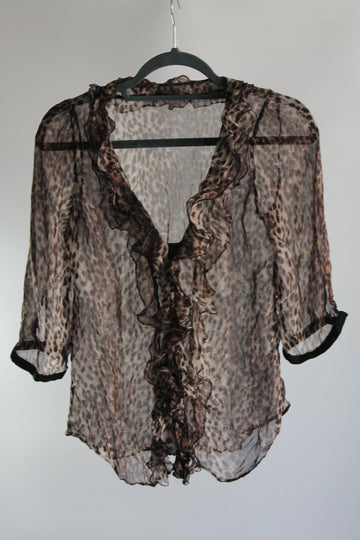 Y2K Sheer Leopard Print Top&nbsp;