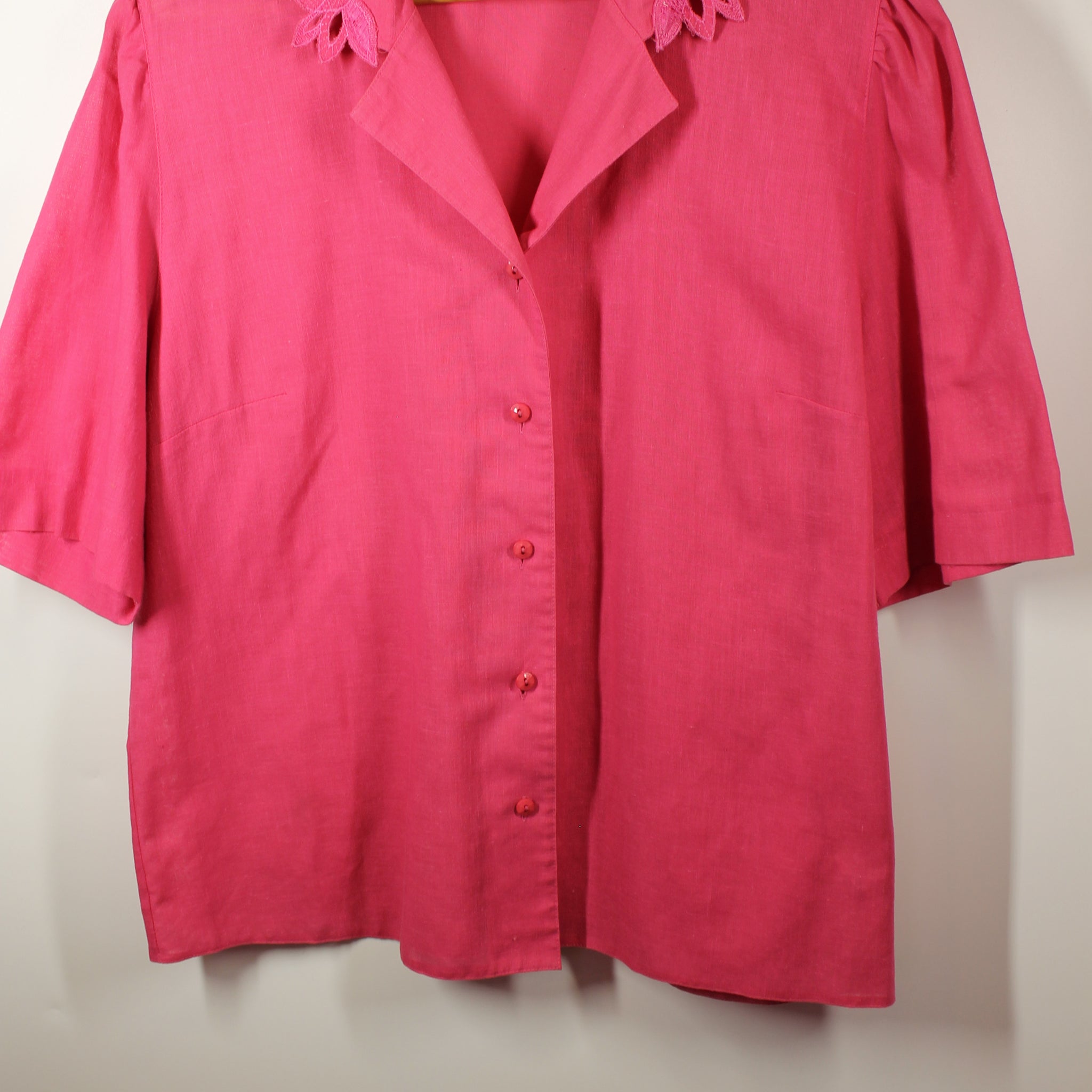 Women's 70's Vintage Fuchsia Pink Linen Top