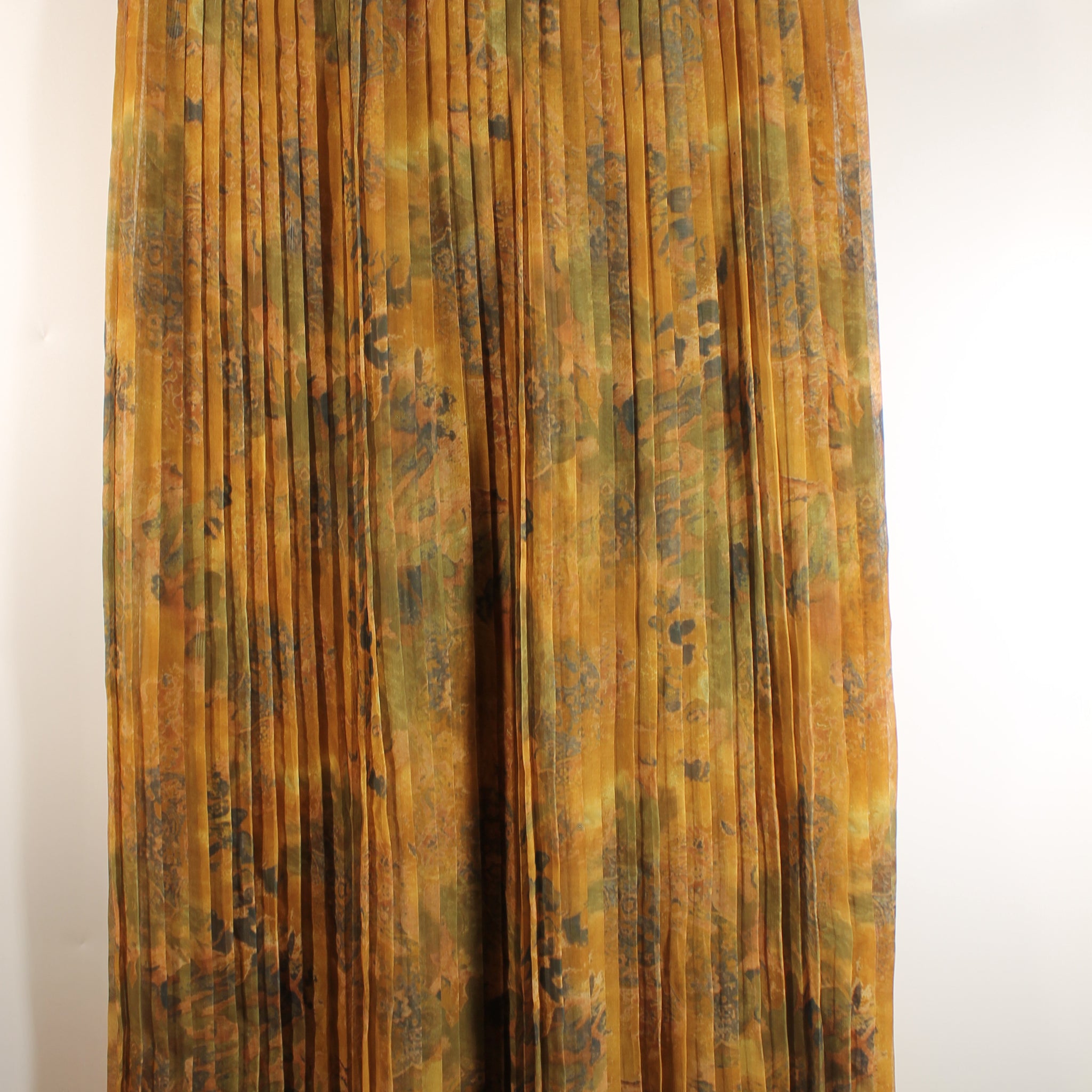 80's Light Brown Pleated Maxi Skirt