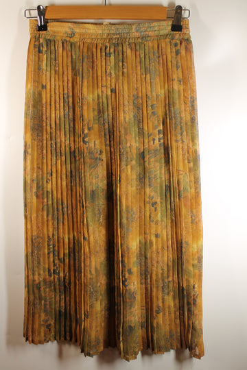 80's Light Brown Pleated Maxi Skirt