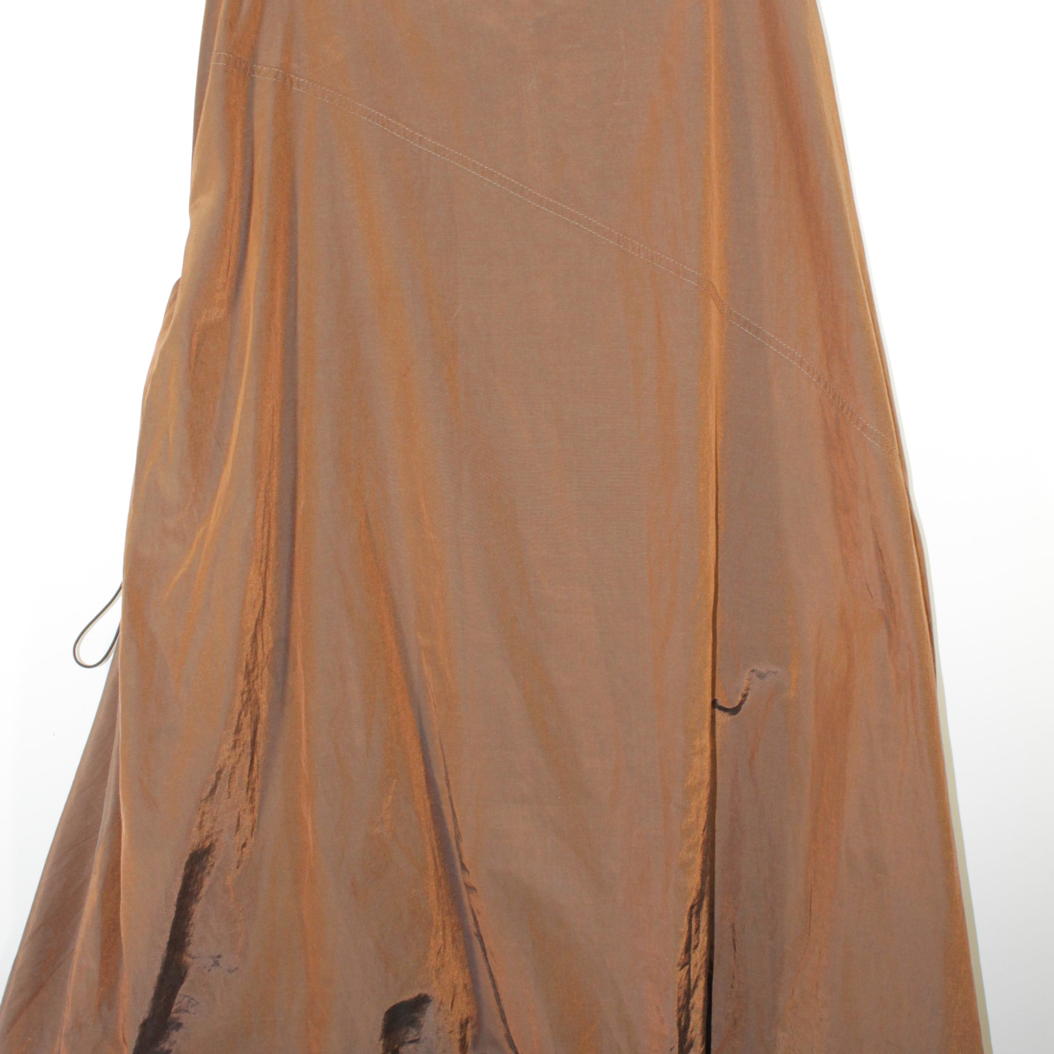 Y2K "TUZZI" Designer Shiny Brown Maxi Skirt