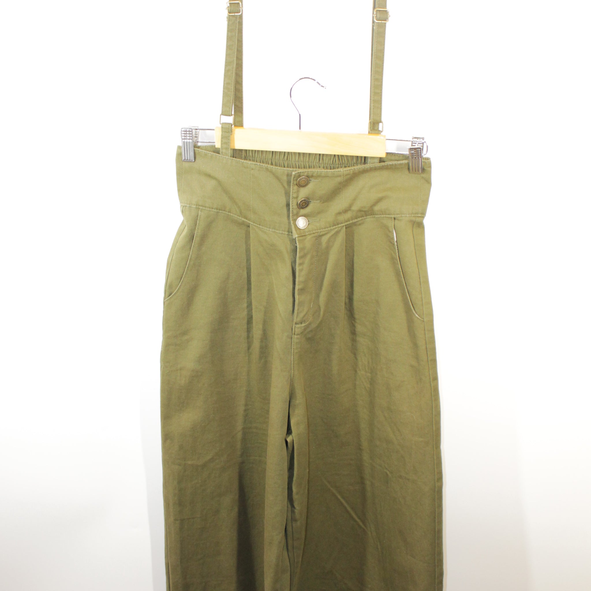 High-Waisted Wide-Leg Pants with Detachable Overall Straps