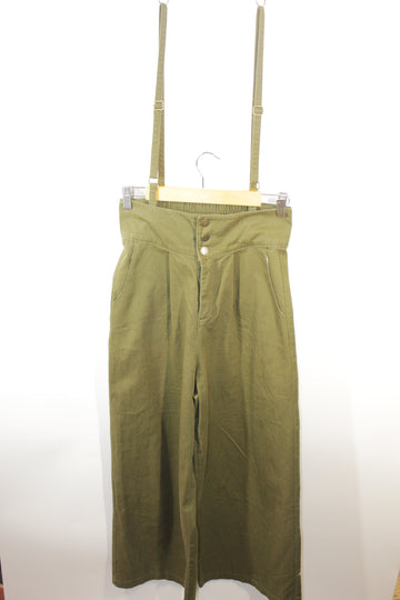 High-Waisted Wide-Leg Pants with Detachable Overall Straps