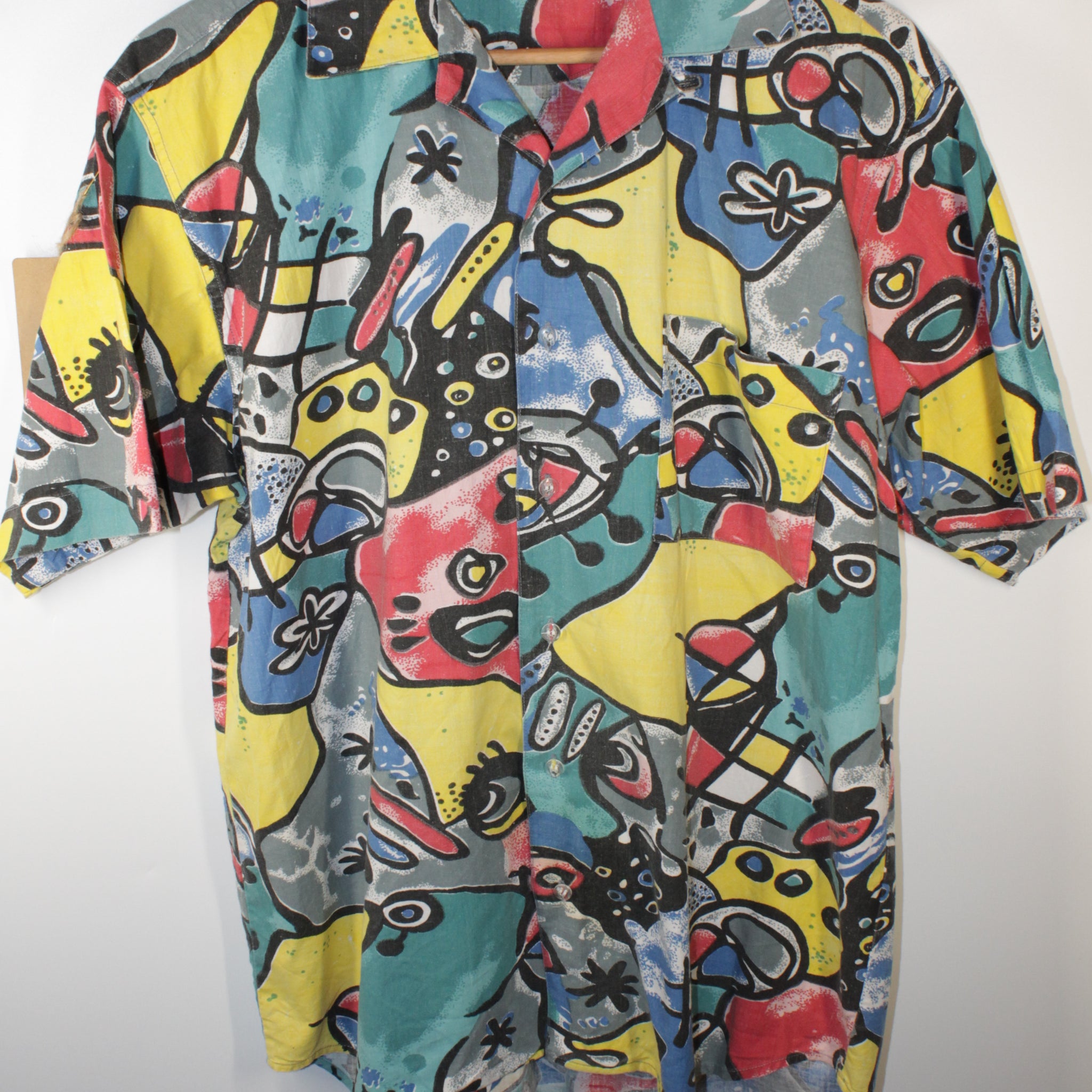 80's Comic Print Button-Up Shirt