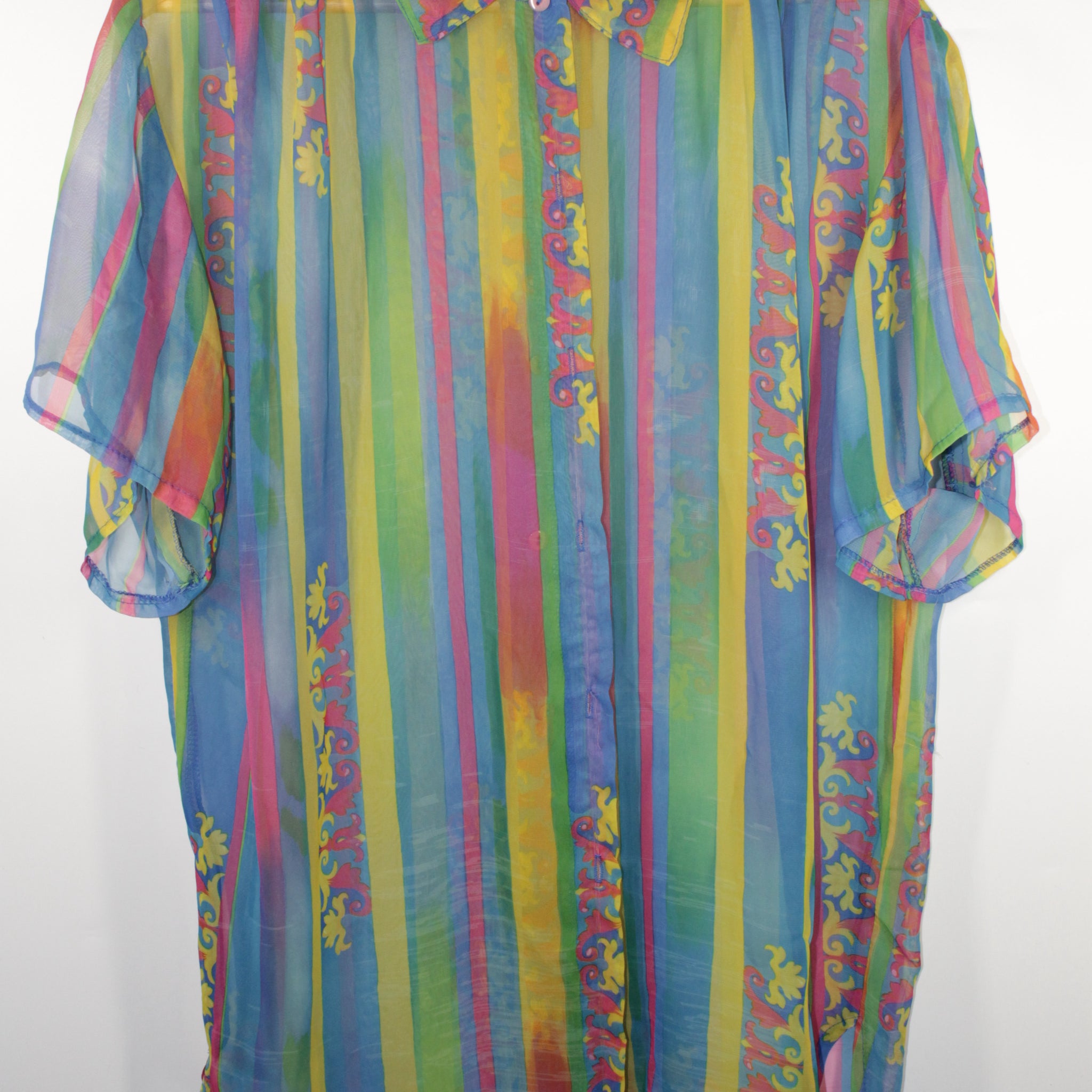 Women's Oversized Sheer Colorful Top (Blue, Yellow, Pink)