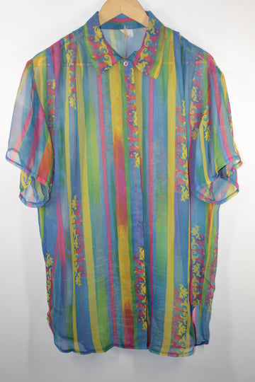 Women's Oversized Sheer Colorful Top (Blue, Yellow, Pink)