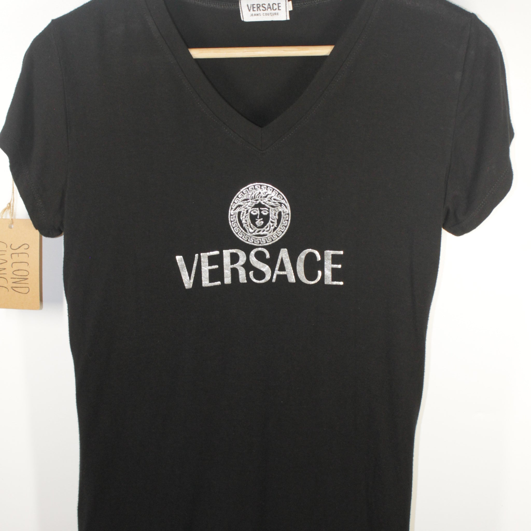 Women's Black Versace Y2K Medusa Print Top