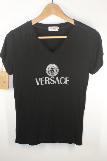 Women's Black Versace Y2K Medusa Print Top