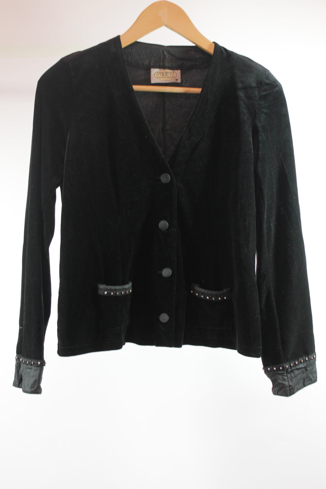 80's ״Dorit Sade״ Black Velvet Cardigan&nbsp;