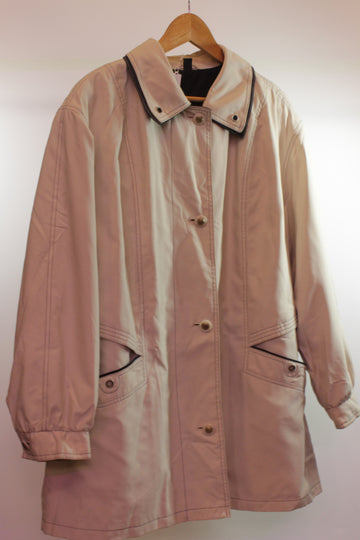 70's Cream Trench Coat with Navy Details - Unisex