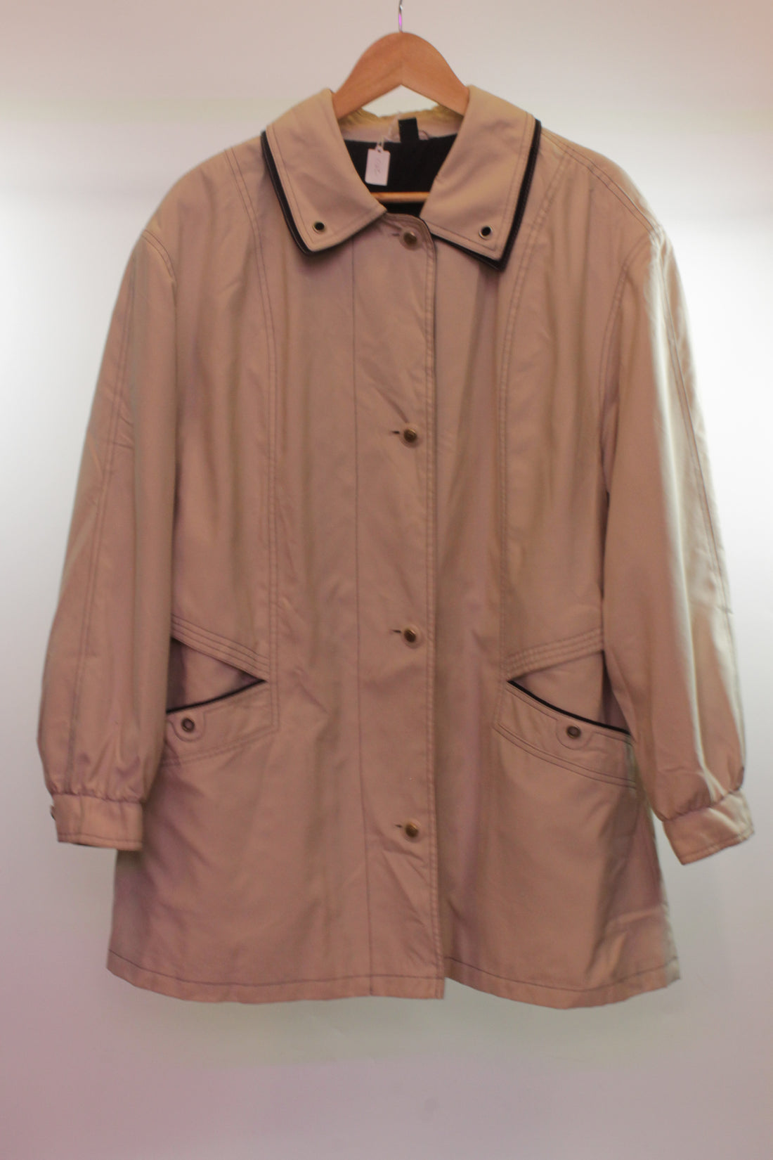 70's Cream Trench Coat with Navy Details - Unisex